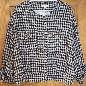 EST. 1946 loose string houndstooth button down lined jacket duster Sz. 18/20W